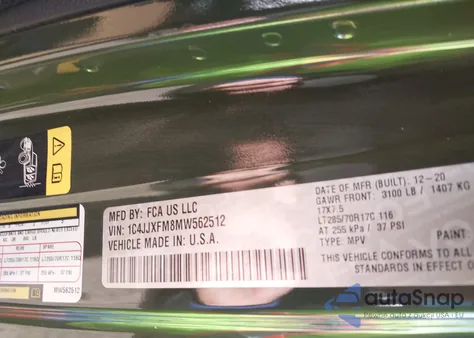 2021 Jeep Wrangler Unlimited Rubicon 4X4 z USA, uszkodzony, nr VIN 1C4JJXFM8MW562512